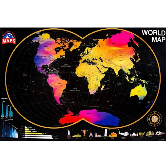 Large World Scratch Off Map with Extras - Picture 4 of 10